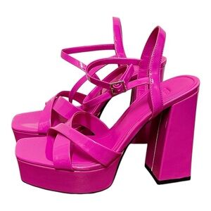 ZARA Block Heels Platform pink Sandals